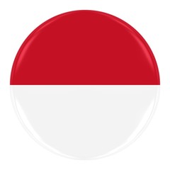 Monegasque / Indonesian Flag Badge - Flag of Monaco / Indonesia Button Isolated on White