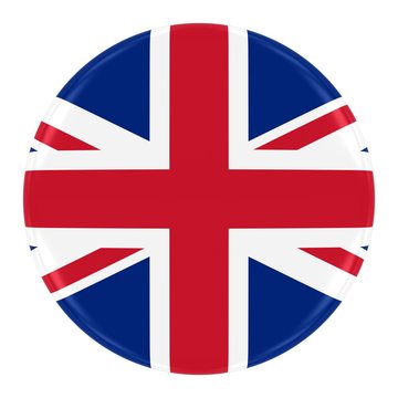 Union Jack Flag Badge - Flag of the United Kingdom Button Isolated on White