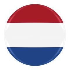 Dutch Flag Badge - Flag of the Netherlands Button Isolated on White
