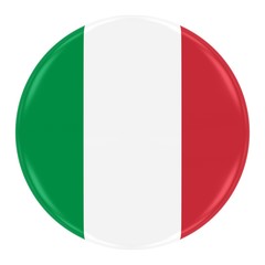 Italian Flag Badge - Flag of Italy Button Isolated on White