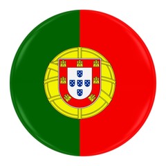 Portuguese Flag Badge - Flag of Portugal Button Isolated on White