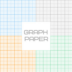Vector graph millimeter paper seamless pattern set