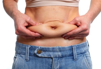 Naklejka premium Woman with fat belly.
