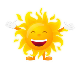 Happy sunny character isolated on white background