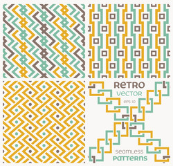 Set of vector seamless textures in retro style.
