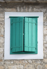 Fototapeta na wymiar Old wooden window at Korcula, Croatia
