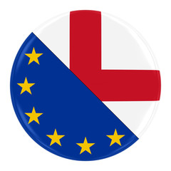 European/English Relations Concept Image - Badge with Split Flags of the European Union and England