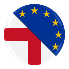 English/European Relations Concept Image - Badge with Split Flags of England and the European Union