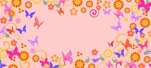 background with colorful butterflies