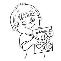 Coloring Page Outline Of a boy with a picture
