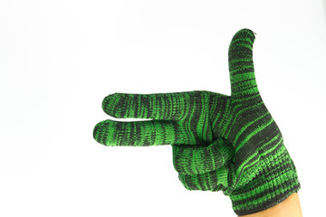 Green woven gloves appearance of love