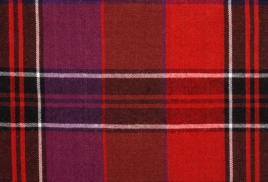 MISPRINTED TWO SIDED TARTAN PRINT RED /& PURPLE ON STRETCH COTTON TWILL FABRIC