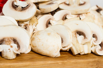 Sliced mushrooms prepared for cooking