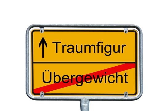 dream figure / Sign with the german words dream figure and overweight