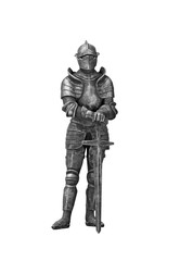 Fototapeta na wymiar The knight in armor with the sword.