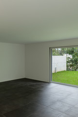 Interior, living room and large window