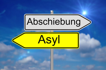 Deportation / Sign with the german words Deportation and Asylum