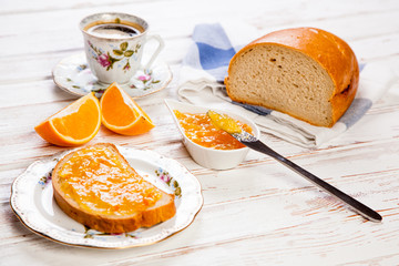 Slices of bread with jam