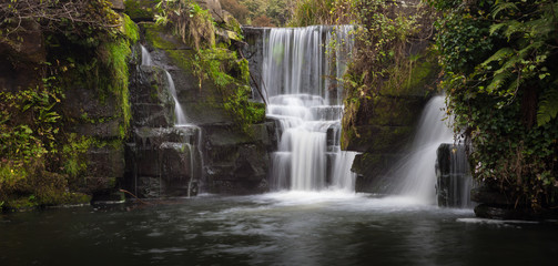 Naklejka na ściany i meble Waterfalls at Penllergare Nature Reserve at Swansea, South Wales