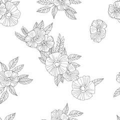 black and white flowers on  white background