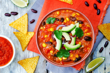 Chipotle red bean tortilla soup