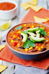Chipotle red bean tortilla soup