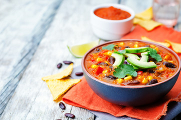 Chipotle red bean tortilla soup