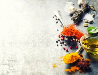 Tuinposter Herbs and spices selection © Natalia Klenova