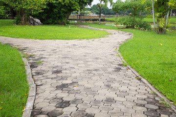 .Garden stone path in park