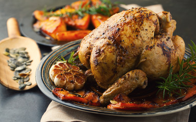 Chicken with pumpkin and rosemary