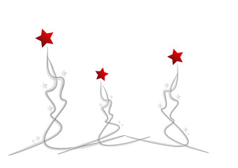 tanzende Weihnachtsbäume in wweiß