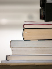 stack of Old books isolated on white