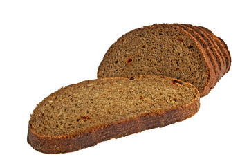 Slices of fresh rye bread isolated on white background