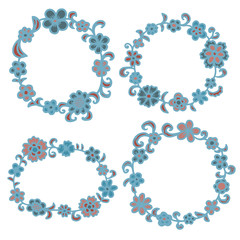 Hand drawn floral round frame.