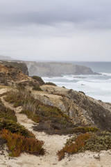 Wild Atlantic Ocean coast in Portugal.