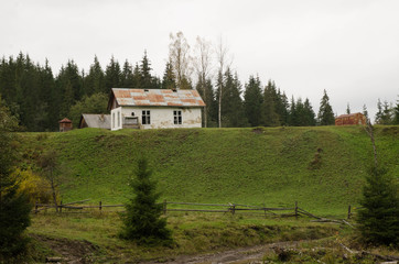 Obraz premium Autumn landscape in the Carpathian mountains with house