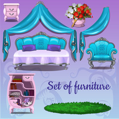 Set of furniture on a pink background 
