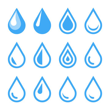 Water Drop Emblem. Logo Template. Icon Set. Vector