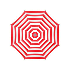 White Umbrella With Red Stripes. Top View. Template For Your Des