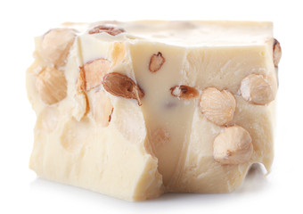 White chocolate piece isolated on white