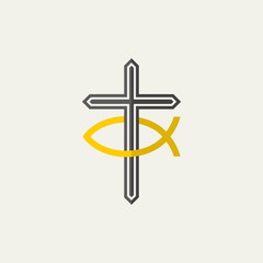 Church logo. Cross and Jesus fish.