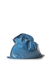 Blue Rubbish Bag on white