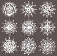 Set of snowflakes. Isolated on white.
