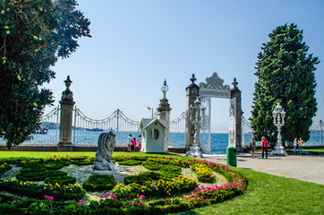gate leading to bosporus strait from dolmabahce palace complex.