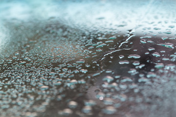 Drops of water on a color background. Shallow depth of field. Se