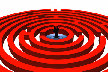 3d in the maze,hands asking for help