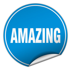 amazing round blue sticker isolated on white