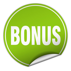 bonus round green sticker isolated on white