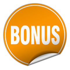 bonus round orange sticker isolated on white