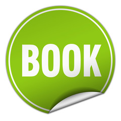 book round green sticker isolated on white